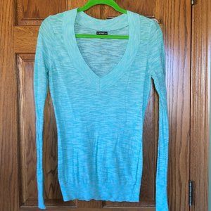 Express Teal Blue V-Neck Lightweight Burnout Sweater Small S